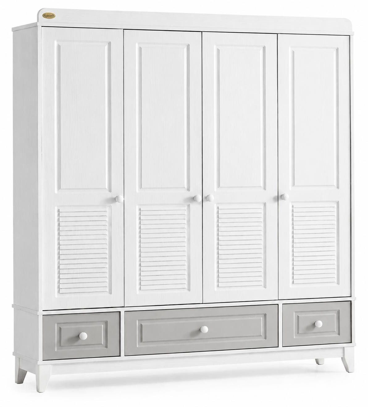 Xlmoebel Kinderkleiderschrank Eleganter Kinderkleiderschrank aus Holz mit viel Stauraum (Kinderkleiderschrank, 4 Türen, 3 Schubladen) Made in Europa