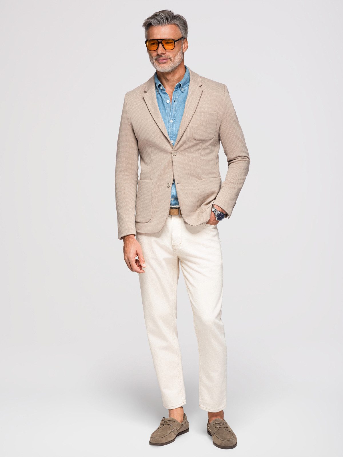 OMBRE Jerseysakko Eleganter strukturierter Herren-Strickblazer in Passform