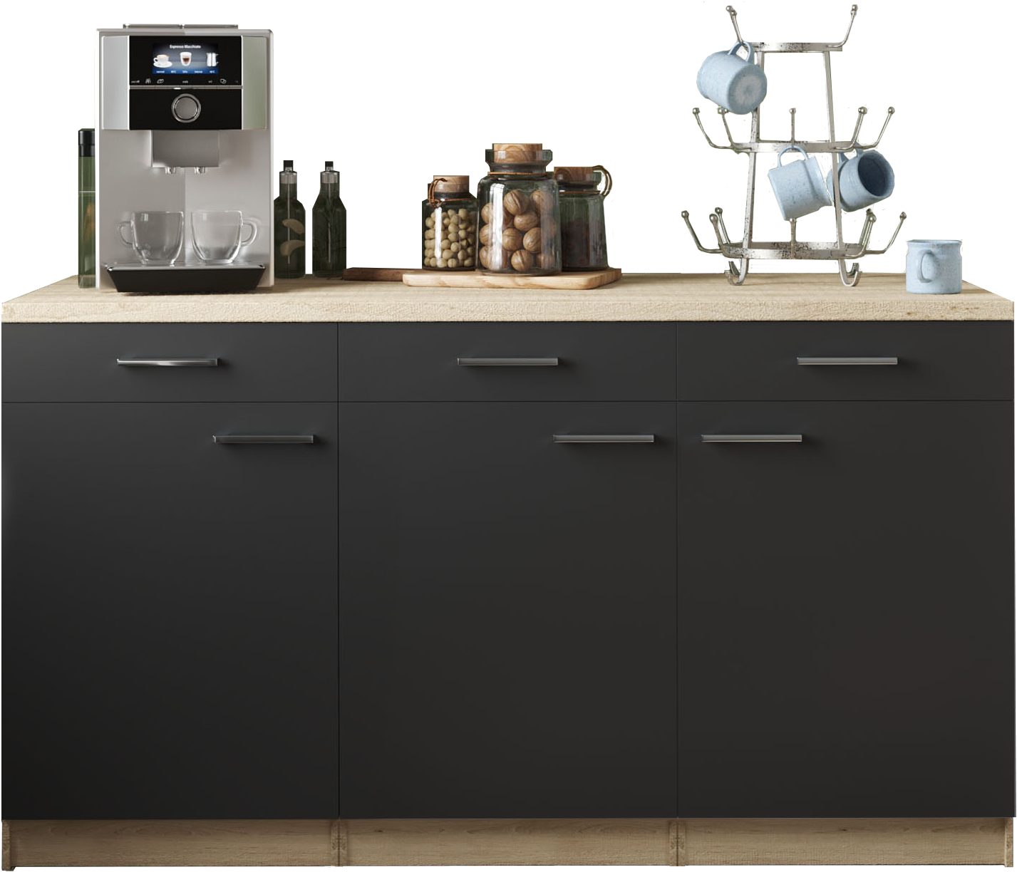 RESPEKTA Mehrzweckschrank-Set Merle, Breite 150 cm, Soft-Close, Metallstangengriffe, 85 cm Arbeitshöhe