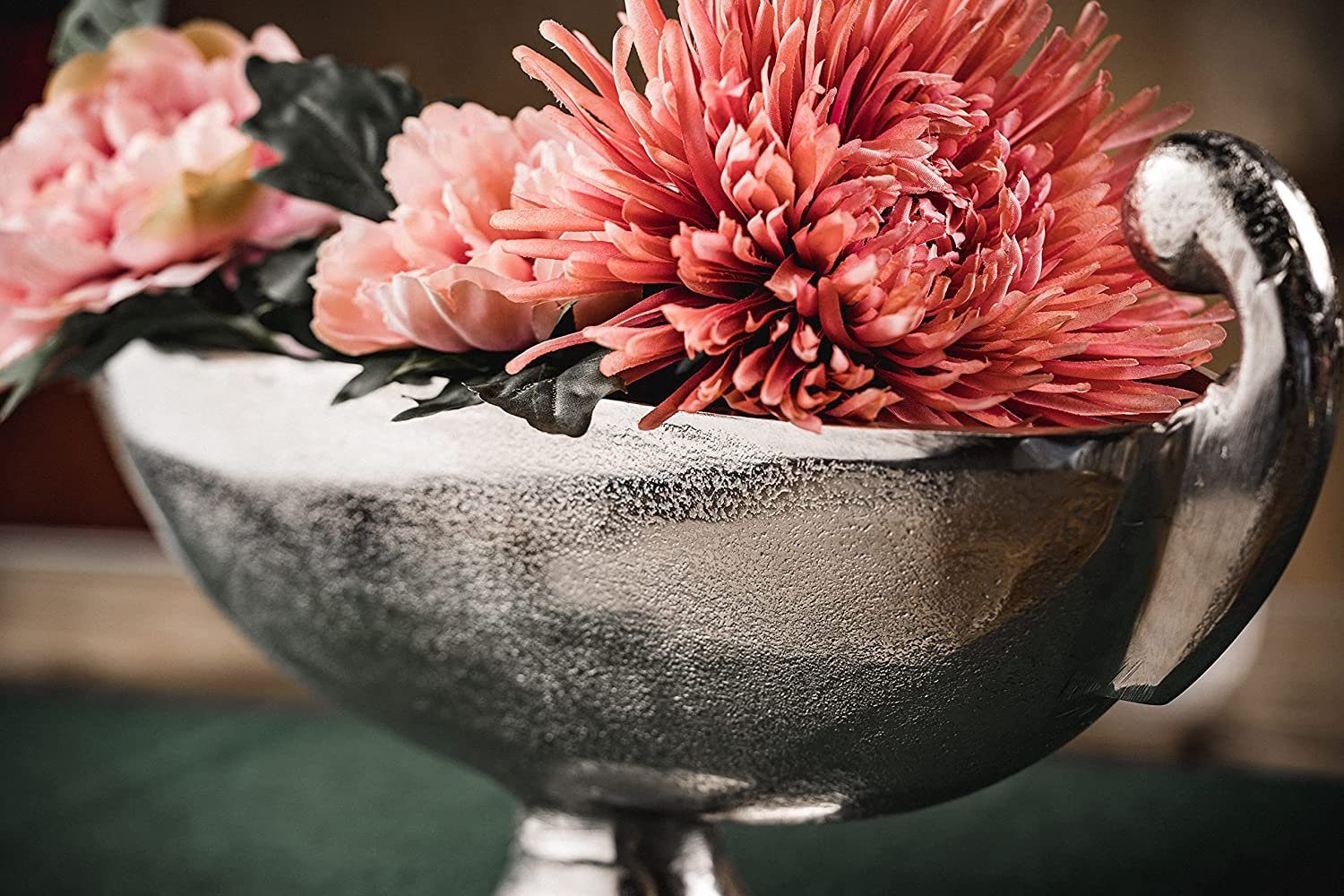 MichaelNoll Dekoschale Schale Aluminium Silber Deko - Moderne Dekoschale aus Metall - 51 cm