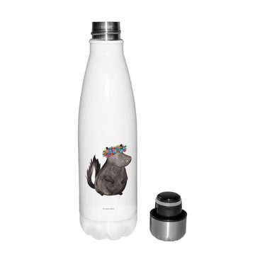 Mr. & Mrs. Panda Thermoflasche Stinktier Mädchen - Weiß - Geschenk, Wildtier, Thermos, Isolierflasch, Doppelwandig