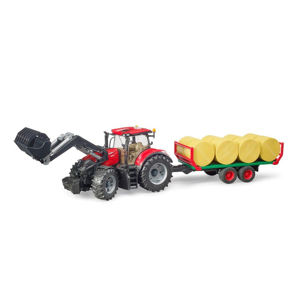 Bruder® Spielzeug-Traktor »Case IH Optum 300 CVX«, mit Frontlader und  Ballentransportanhänger, Spielfahrzeug