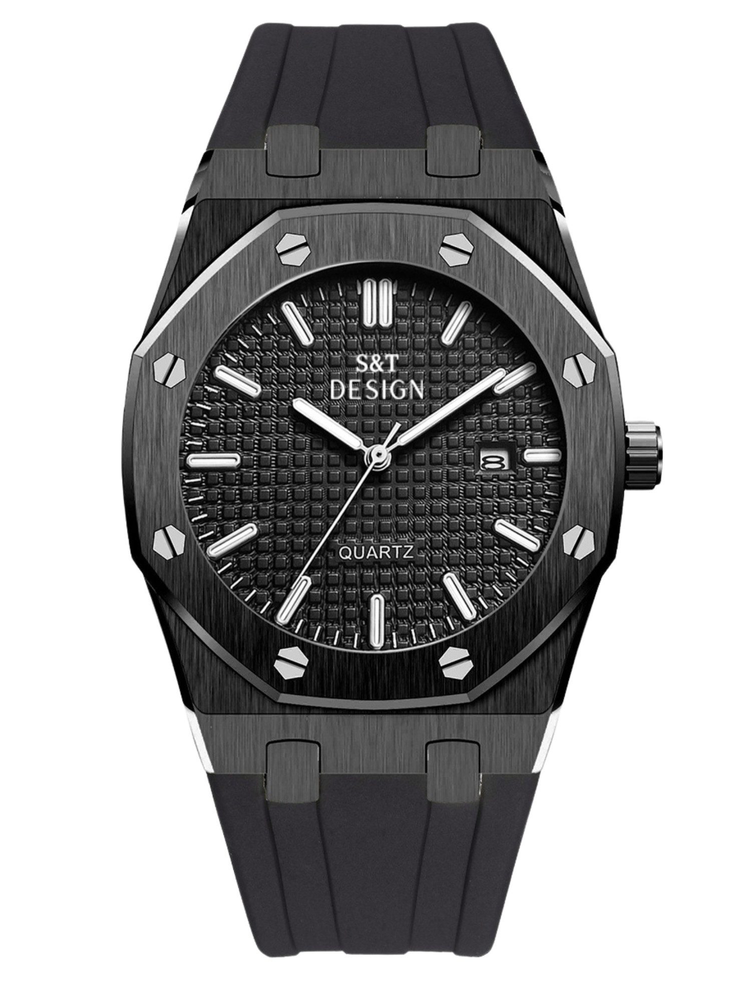 Quarzuhr Herren Uhr Edelstahl Armbanduhr Herrenuhr Silikonarmband