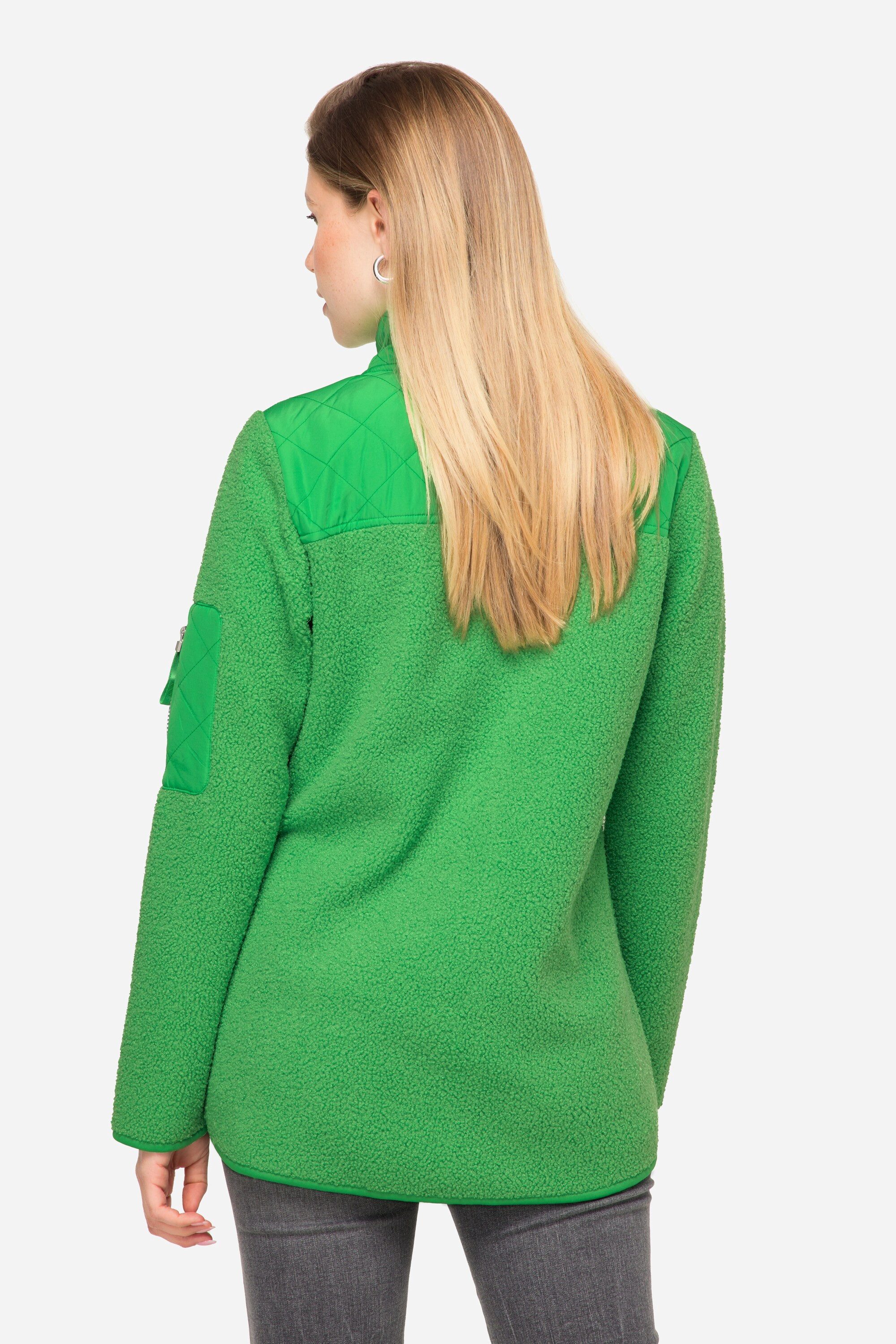 Laurasøn Sweatjacke Teddyjacke Stepp-Einsätze Stehkragen Zipper