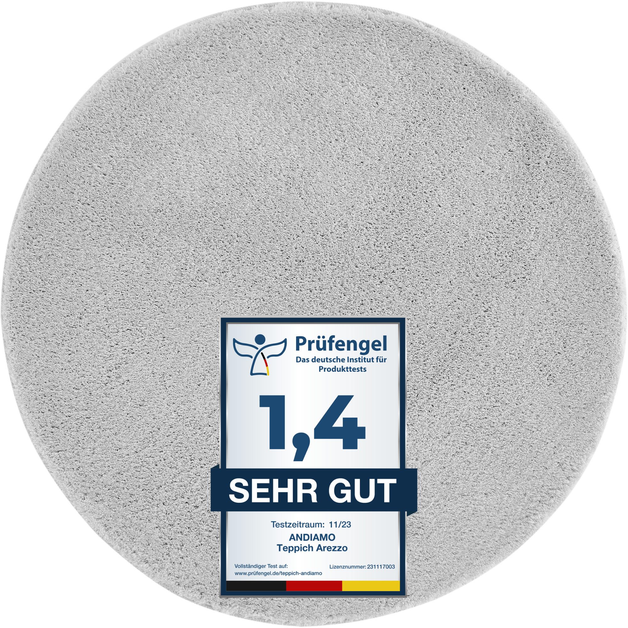 Andiamo Badematte Arezzo, Höhe 16 mm, rutschhemmend beschichtet, fußbodenheizungsgeeignet, schnell trocknend, Polyester, rund, Uni Farben, weich & kuschelig, auch in rund und als 2er Set erhältlich