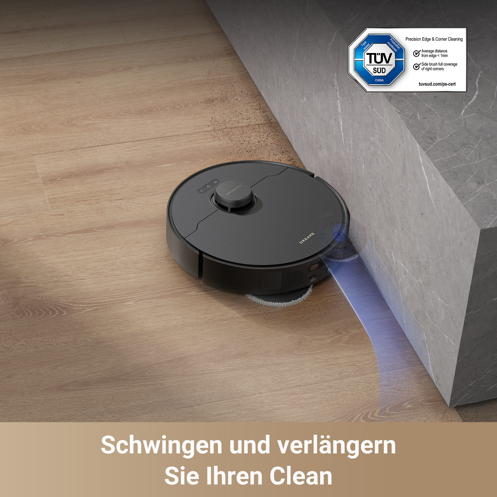 Dreame Saugroboter mit Wischfunktion Dreame X40 Master, direkter Wasseranschluss, 1000 W, 12.000Pa Saugkraft, 8-in-1-Basisstation mit automatischer Wartung