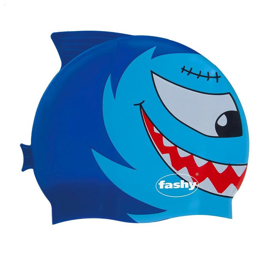 Badekappe Fashy - Kinder Badehaube Badekappe Silikon Hai Fisch Hellblau Blau
