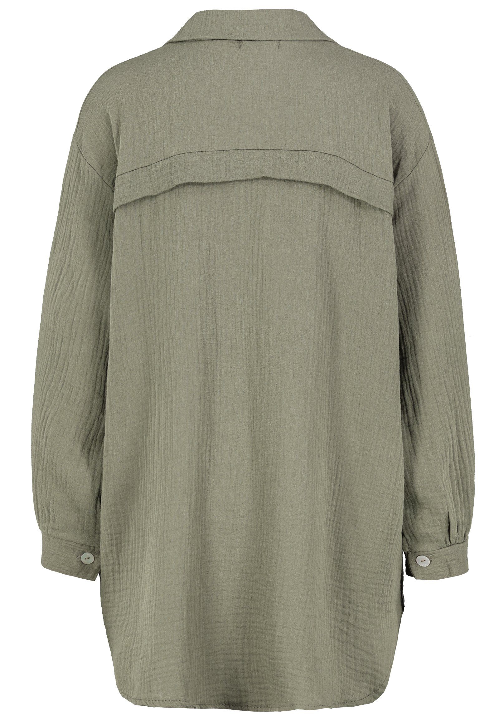SUBLEVEL Langarmbluse Damen Musselinbluse langarm mit Kentkragen Oversizebluse aus Baumwolle