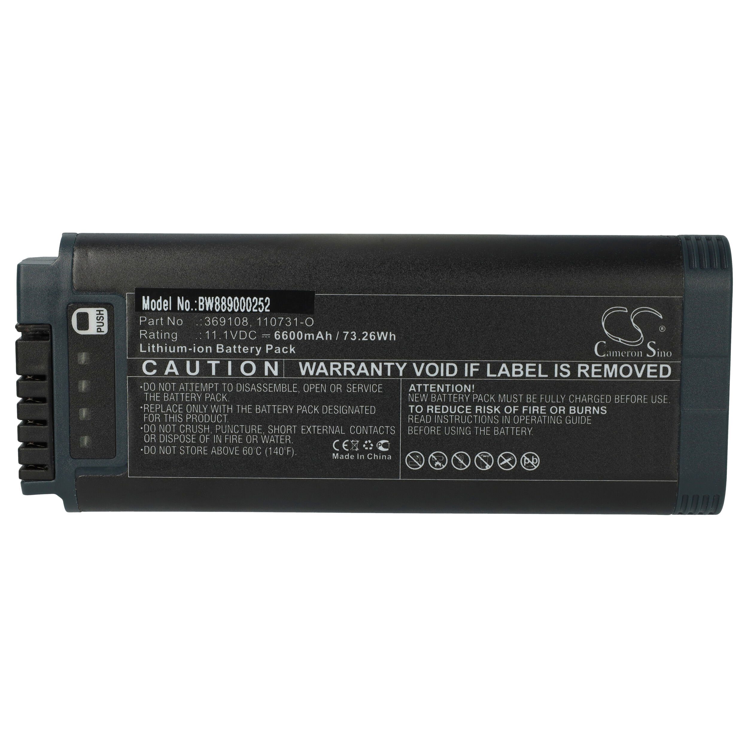 vhbw Ersatz für Hamilton 110731-O, 369108 für Akku Li-Ion 6600 mAh (11,1 V)