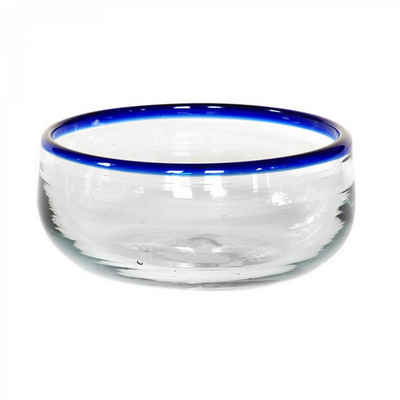 mitienda Teller Müslischale aus mundgeblasenem Glas blau