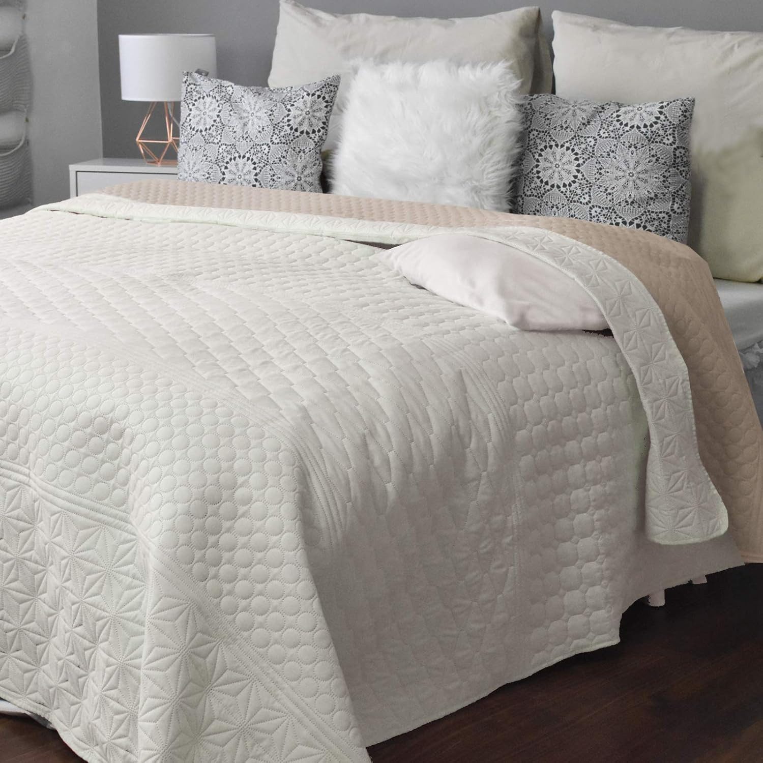HOMELEVEL Tagesdecke HOMELEVEL Tagesdecke XXL 220x240 cm, Ecru/Beige gemustert