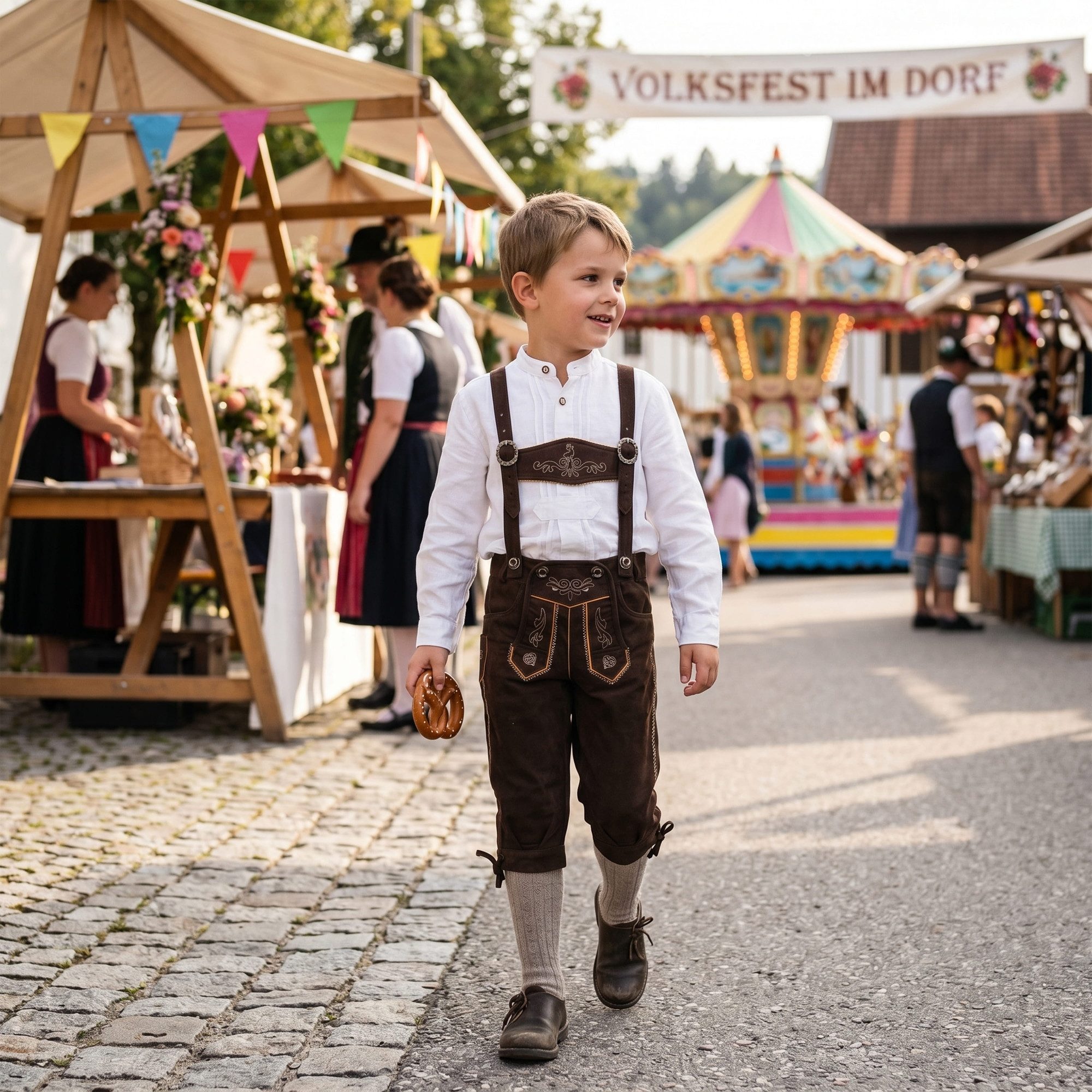 German Wear Trachtenhose GW901-Textil Kinder Trachen Jeanshose mit Hosenträgern