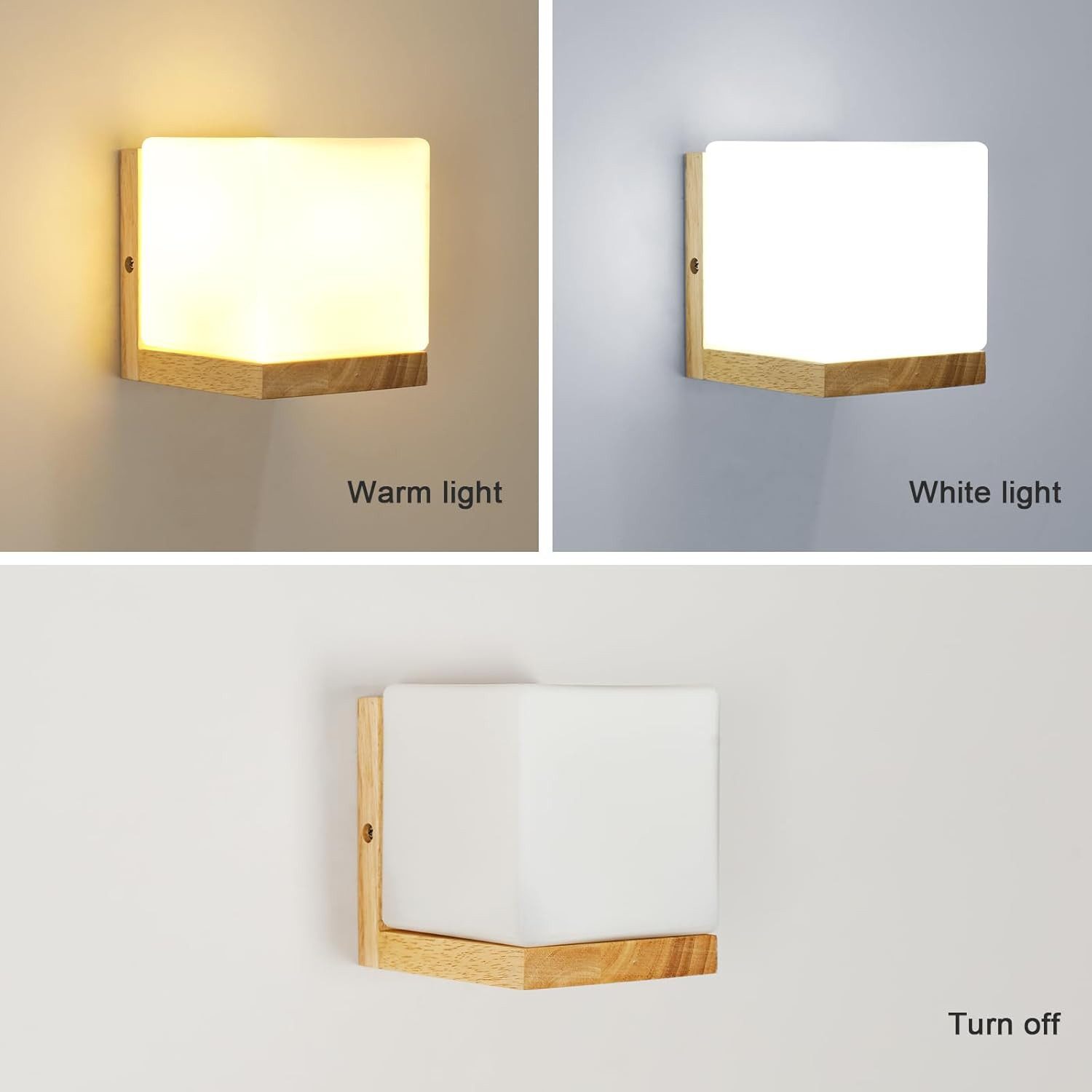 Riserva Wandleuchte E27 Wandleuchte aus Holz & Glas, 14cm für Wohnzimmer Schlafzimmer Flur, LED wechselbar – Bild 5 von 5