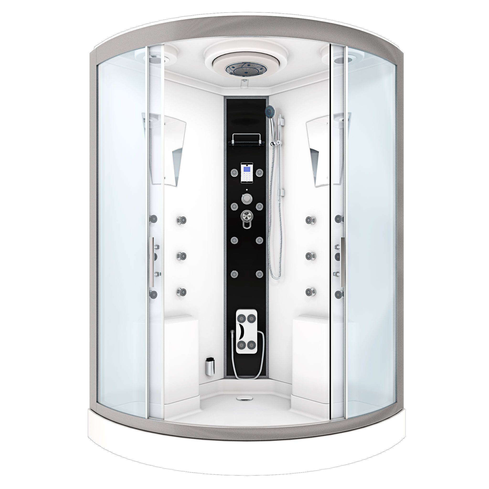 AcquaVapore Dampfdusche Dampfdusche Sauna Duschkabine D26-EH-ALL, Sicherheitsglas ESG, Höhenverstellbar, Mit Bauanleitung, Mit Beleuchtung, Mit Spiegel, Gehä