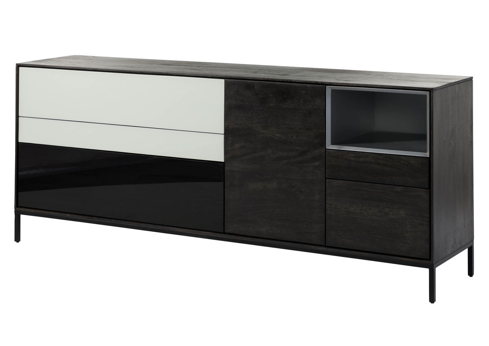 Massivmoebel24 Sideboard (Sideboard Mango 200x45x85 dunkelgrau günstig online kaufen