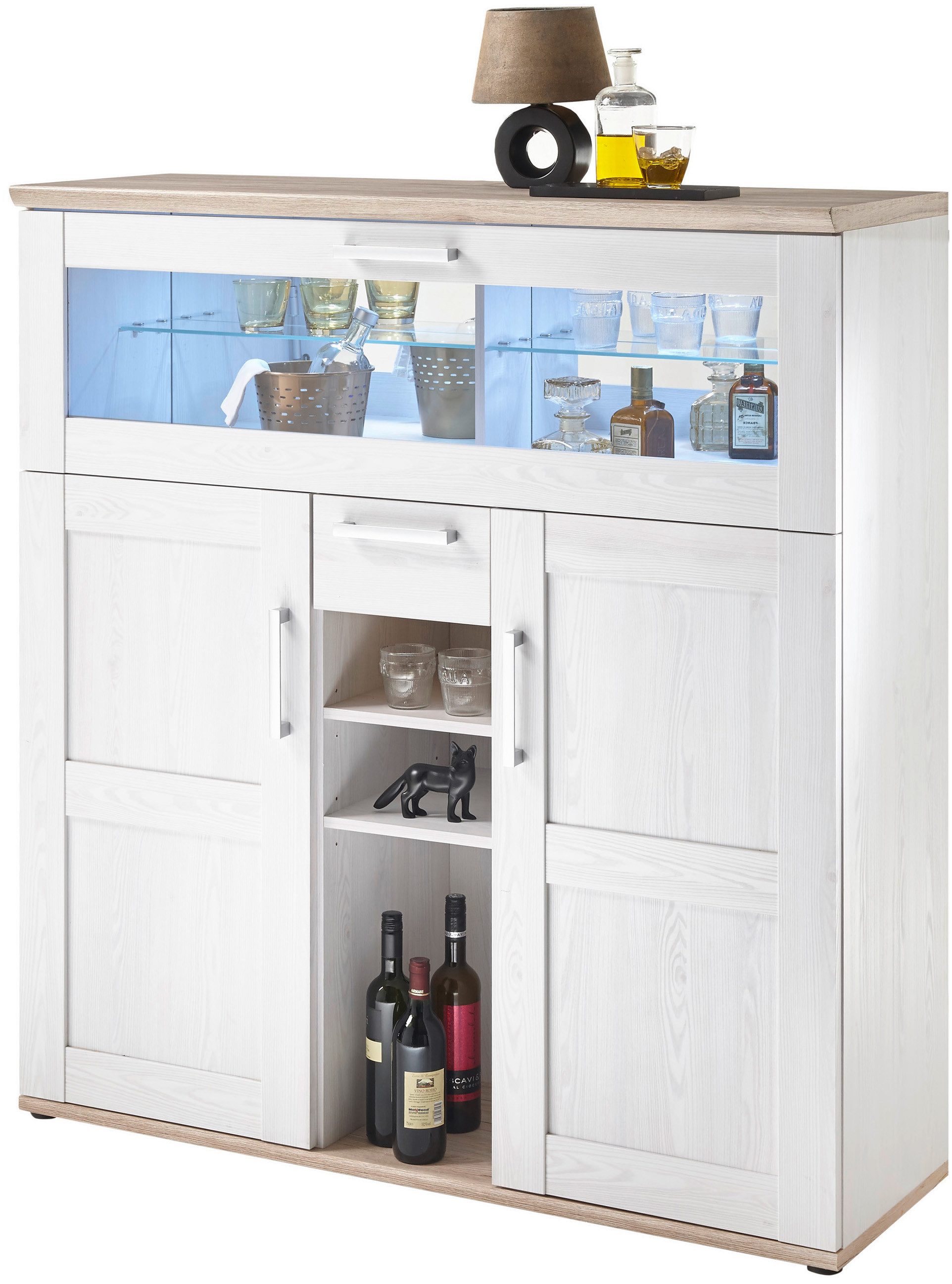 HBZ Barschrank Romance (1-St) im Landhausstil, Highboard mit Bar