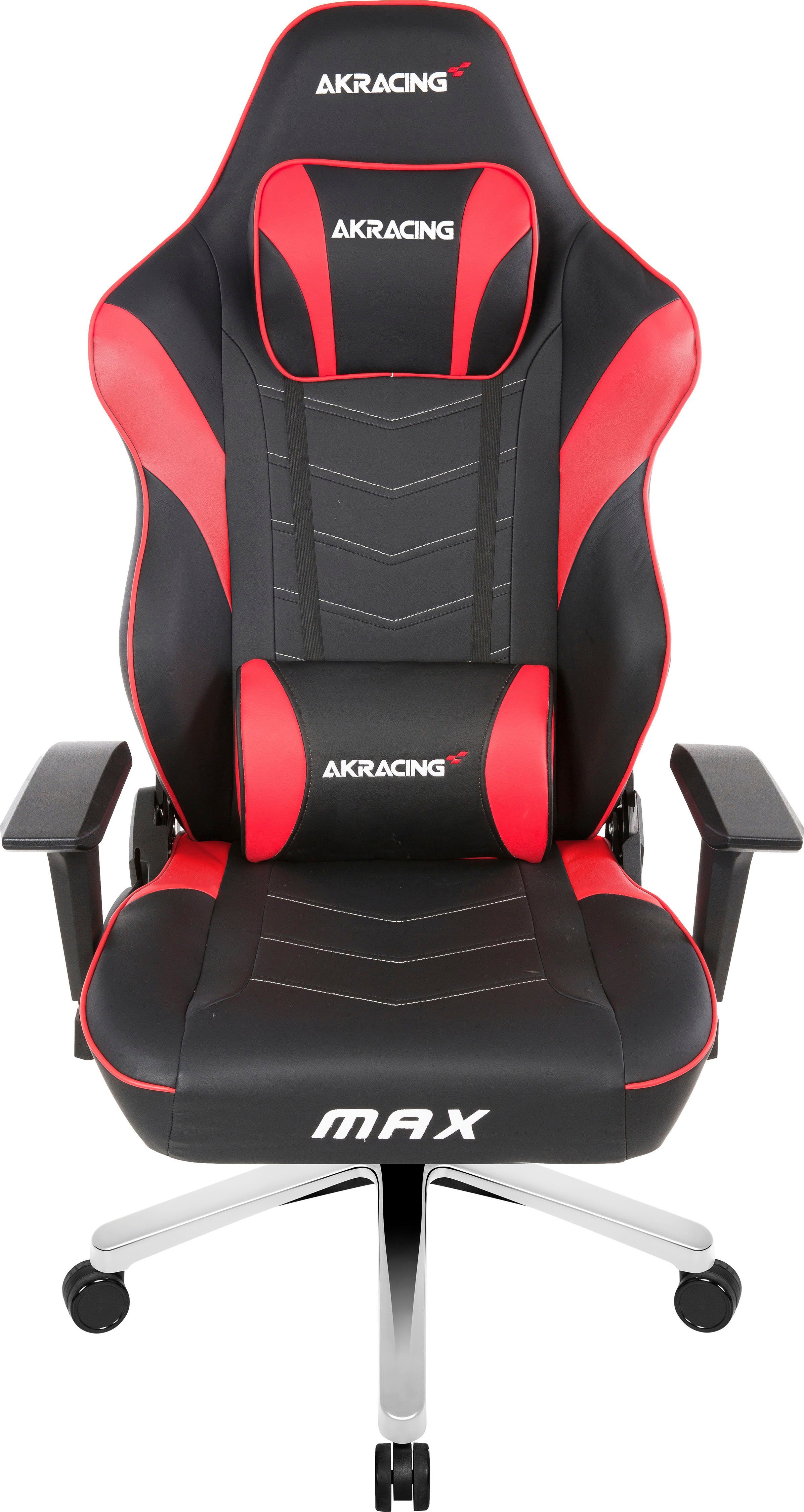 AKRacing Gaming-Stuhl "AKRACING Master Max" hochwertiges Kunstleder, ergonomisch, höhenverstellbar Bürostuhl für große und schwere Personen rot