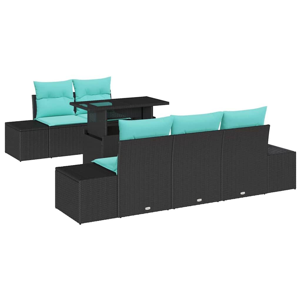 vidaXL Loungesofa Garten-Sofa-Set 6 stk. 5-Sitzanzahl Schwarz und Türkis, 6 Teile