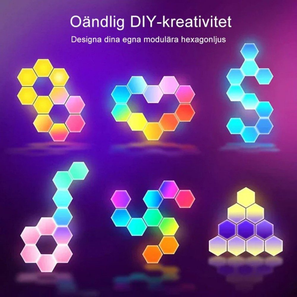 Ophy LED Dekolicht Hexagon LED Panel (Musik Sync, RGB) – Smart Wandlampe, mit Bluetooth-App & Fernsteuerung – Ambient-Licht für Gaming