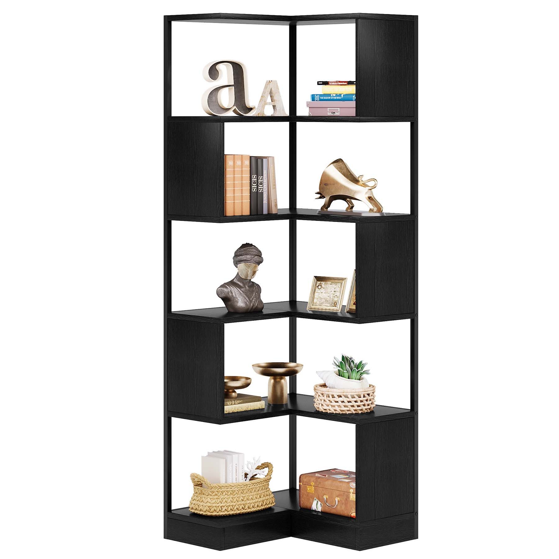 Tribesigns Eckregal 6-Tier Floor Standing Bücherregal, günstig online kaufen