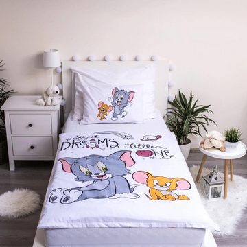 Bettwäsche Tom und Jerry Disney Wende Bettwäsche Kopfkissen Bettdecke Katze Maus, Disney Baby, 100% Baumwolle, 2 teilig, 100% Baumwolle