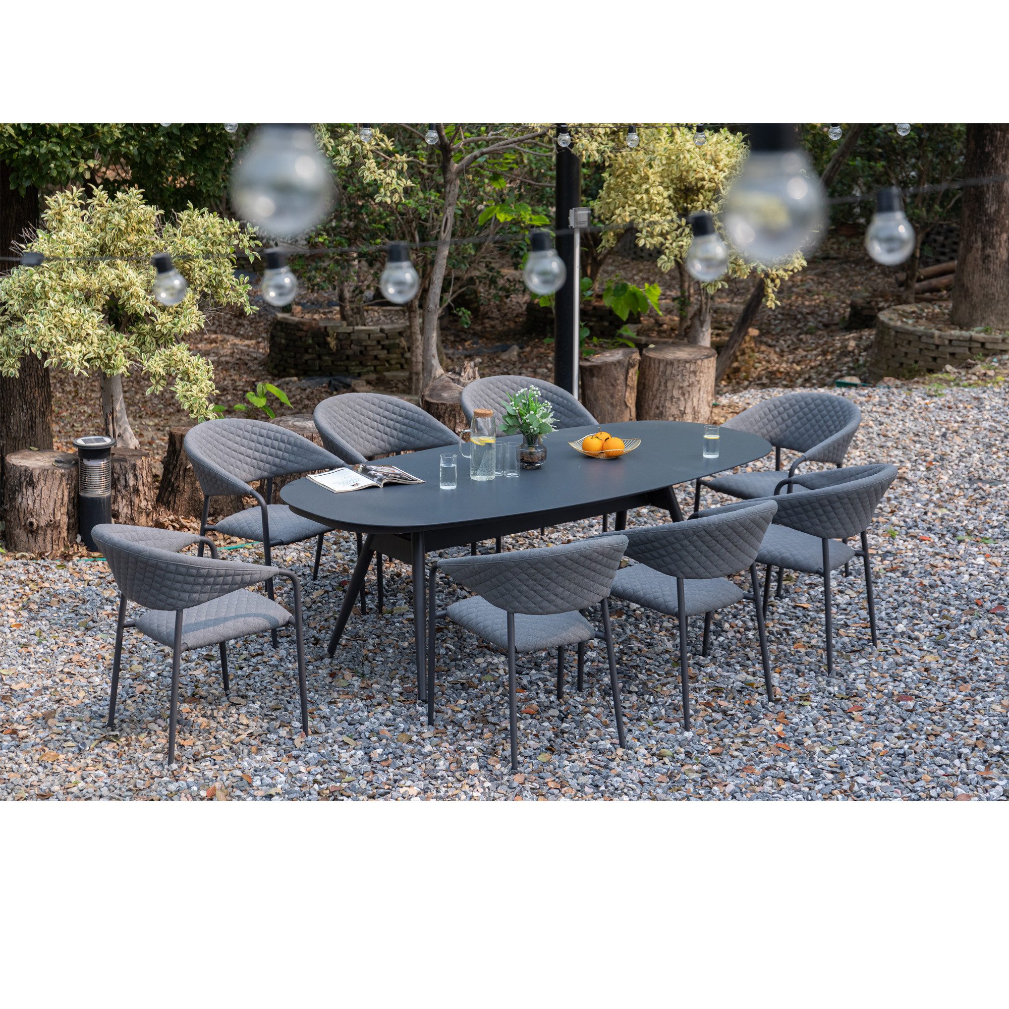MANDALIKA Garden Gartentisch Design Highlight - Ovaler Aluminium Dining Tisch Puro 230x107cm