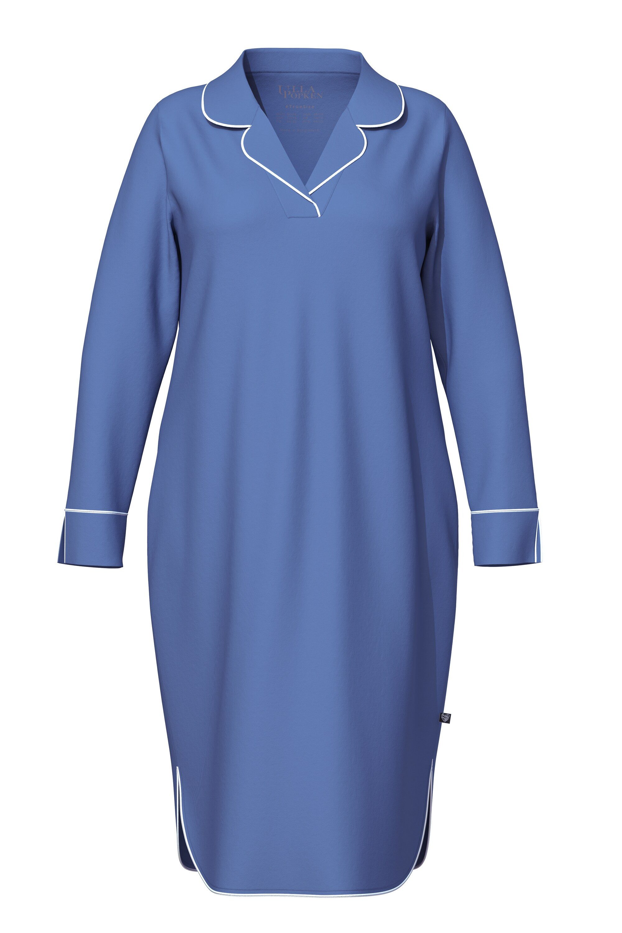 Ulla Popken Nachthemd Nachthemd Zierpaspel Reverskragen Langarm günstig online kaufen