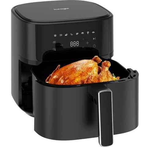 iceagle Heißluftfritteuse AF-625A Heissluftfritteuse 6,5L Airfryer XL, Fritteuse ohne Öl, 1700,00 W, 8 Kochprogramme, digitales Display, 80 - 200°C, Schwarz