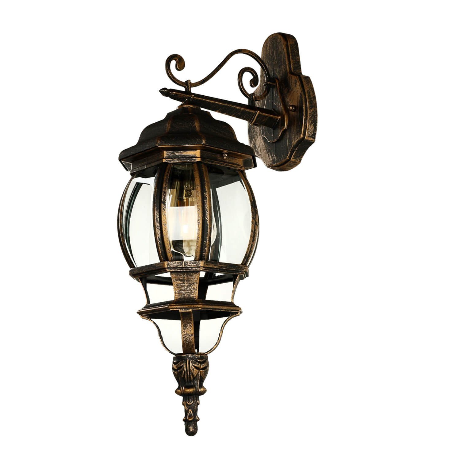 Leuchtmittel, außen Außen-Wandleuchte Wandlampe BREST, Laternenform ohne Licht-Erlebnisse Hof Garten Kupfer Lampe rustikal