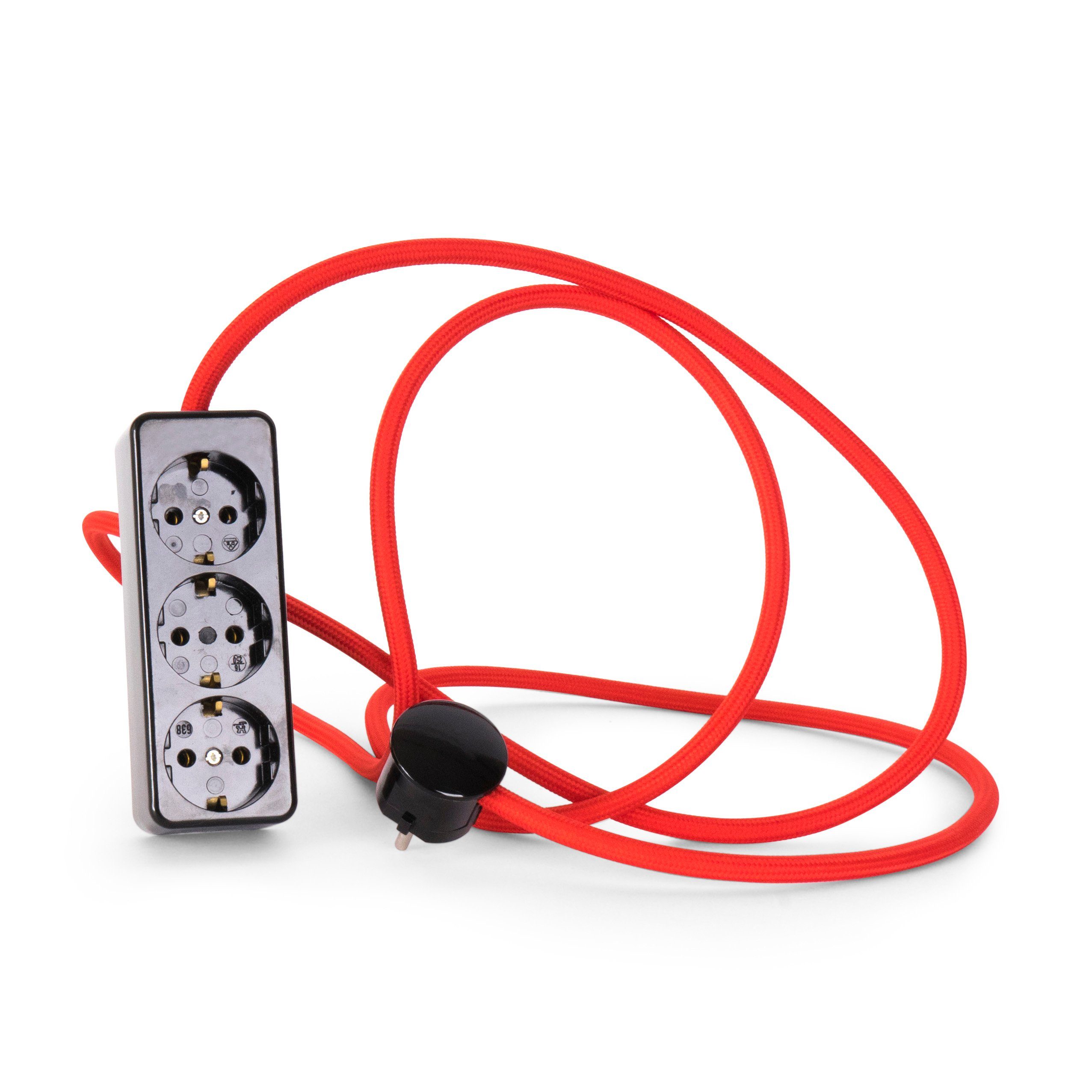 Relight 3-fach Textilkabel-Steckdosenleiste aus Duroplast (Bakelit-Optik) Steckdosenleiste 3-fach (Schutzkontaktstecker), Steckdosenleiste und Stecker aus Duroplast (Bakelit-Optik)
