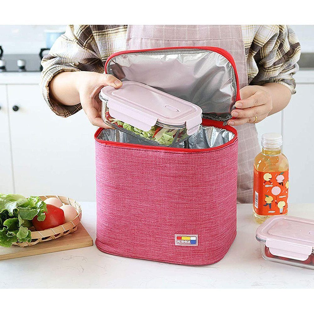 Faltbare Taschen Picknicktaschen, Thermobehälter Kühltaschen, Rosa isolierte TUABUR