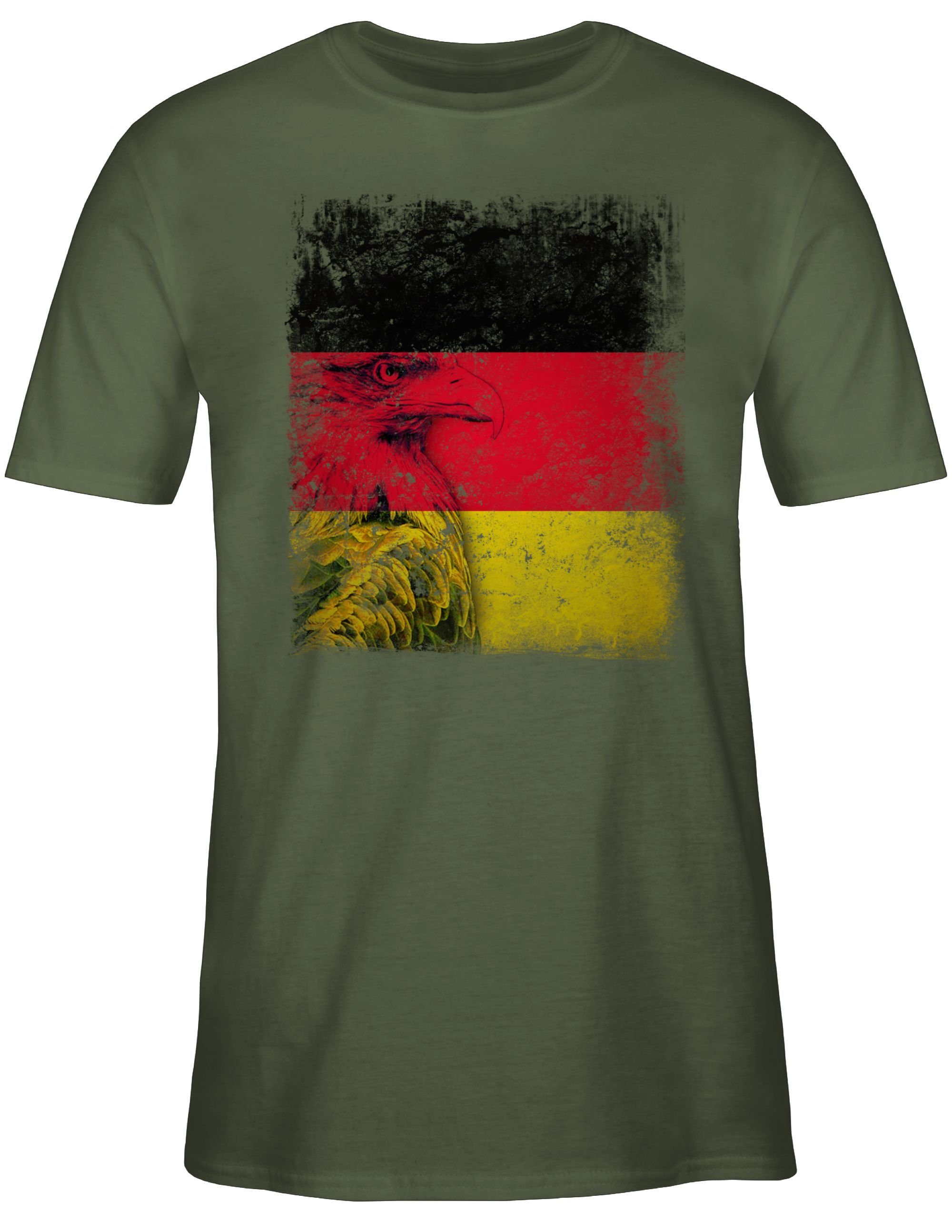 Shirtracer T-Shirt Deutschland WM Fussball Grün EM Flagge 02 2024 Army Adler