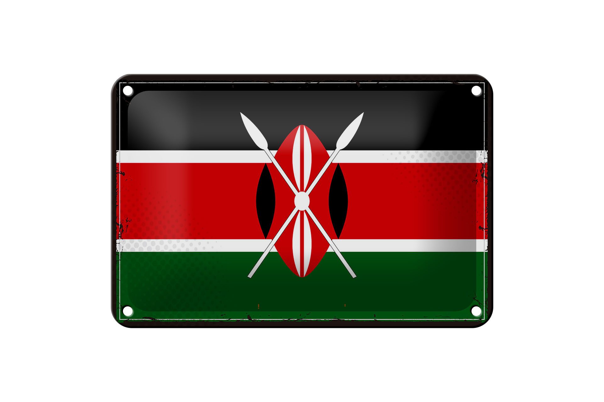 Femer GmbH Metallschild Flagge Kenias 18x12cm Retro Flag of Kenya, (1 St), gewölbte Oberfläche, abgerundete Ecken, umgeschlagene Kanten