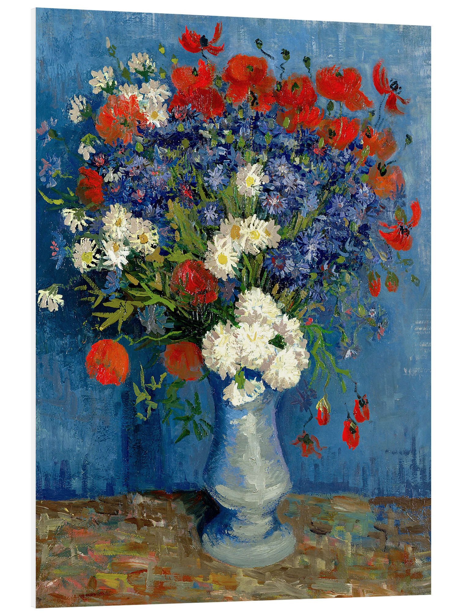 Posterlounge Forex-Bild Vincent van Gogh, Vase mit Kornblumen und Mohn, Wohnzimmer Malerei