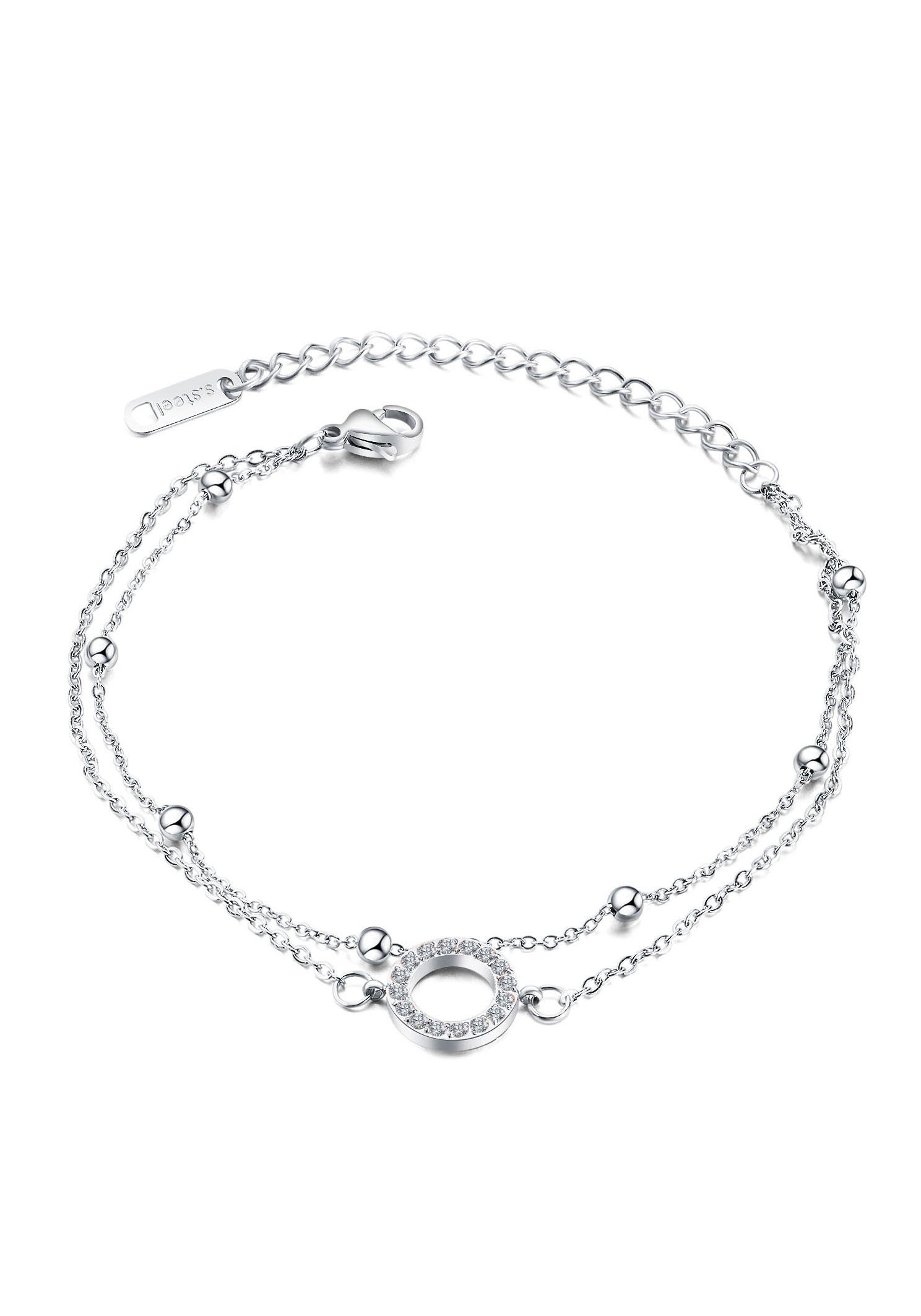Firetti Armband Schmuck Geschenk Armschmuck Armkette Ankerkette Circle, mit Zirkonia (synth)