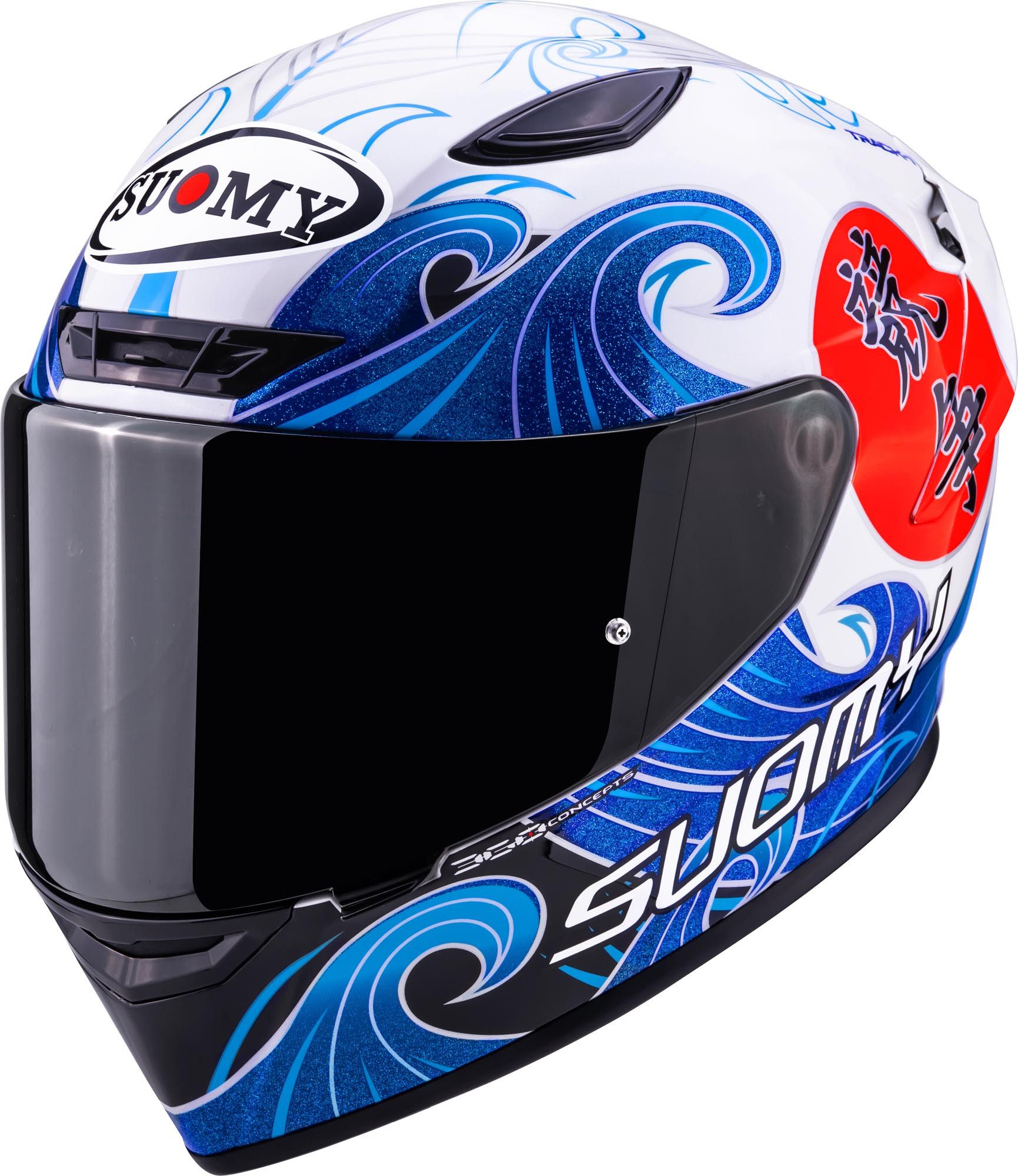 Suomy Motorradhelm Track-1 Waves Helm, Antifog Beschichtet,notfallsystem-polsterung (eqrs),geeignet Für