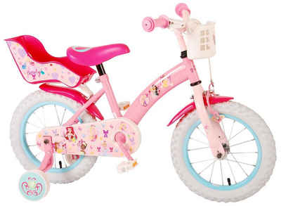 TPFSports Kinderfahrrad Disney Princess 14 Zoll mit Rücktritt + Handbremse, 1 Gang, (Mädchen Fahrrad - Rutschfeste Sicherheitsgriffe), Kinder Fahrrad 14 Zoll mit Stützräder Laufrad Mädchen Kinderrad