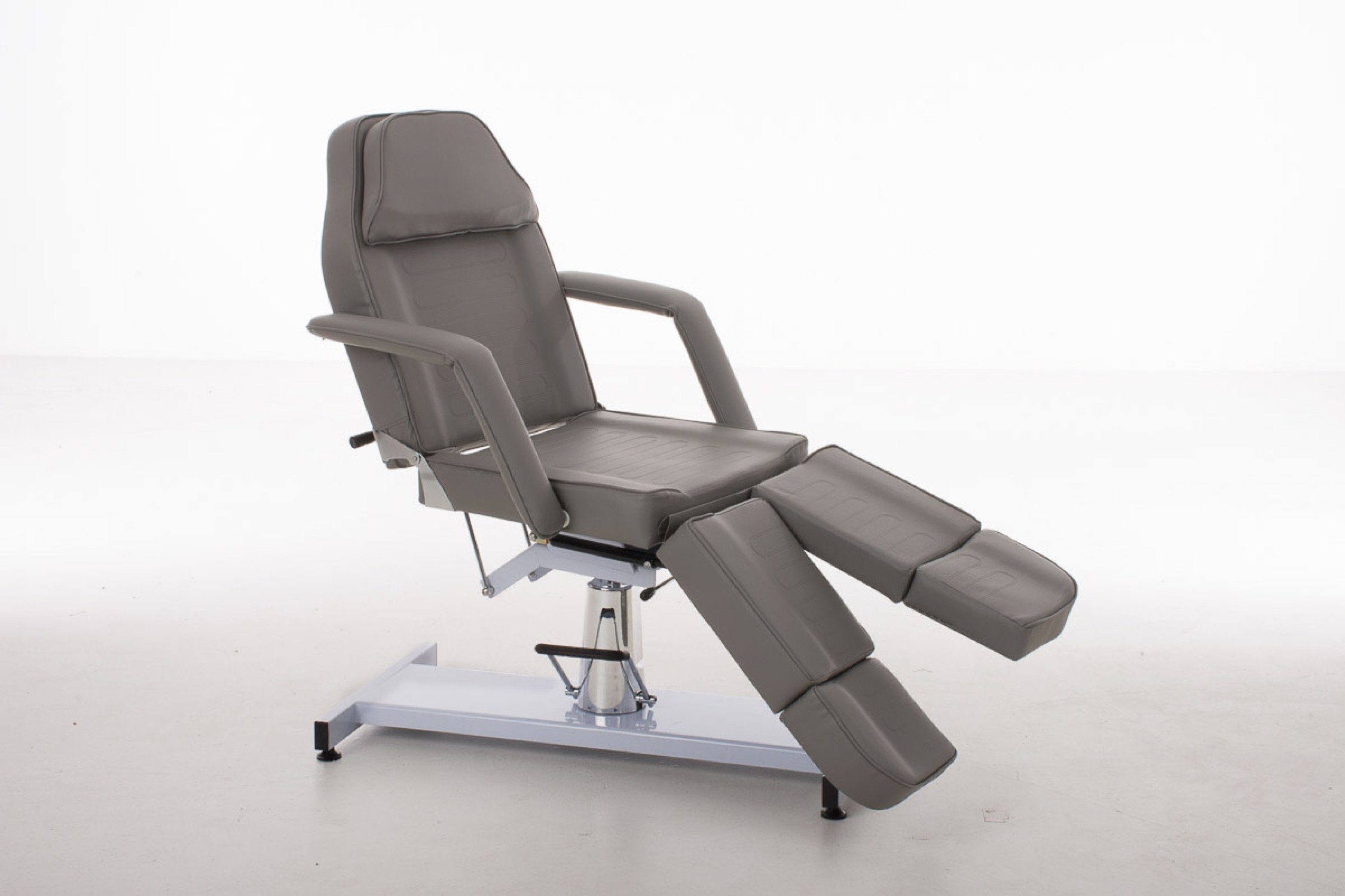 TPFLiving Massageliege Sphere - Hydraulische Kosmetikliege (Massagebett 360° drehbar. Sitzhöhe 60 - 75 cm, Massagesessel bis zu 400 kg belastbar), mit Feinzellenschaumstoff gepolstert - Material: Kunstleder grau