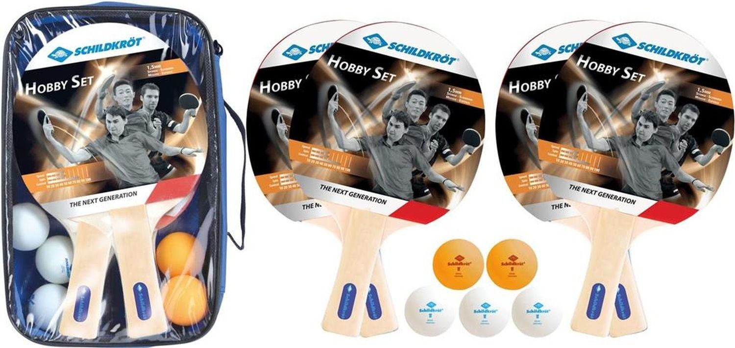 Donic-Schildkröt Tischtennisschläger - Tischtennis Set 4-Player Hobby, Tischtennis Ракетки Set Tischtennisset Table Tennis Bat Racket