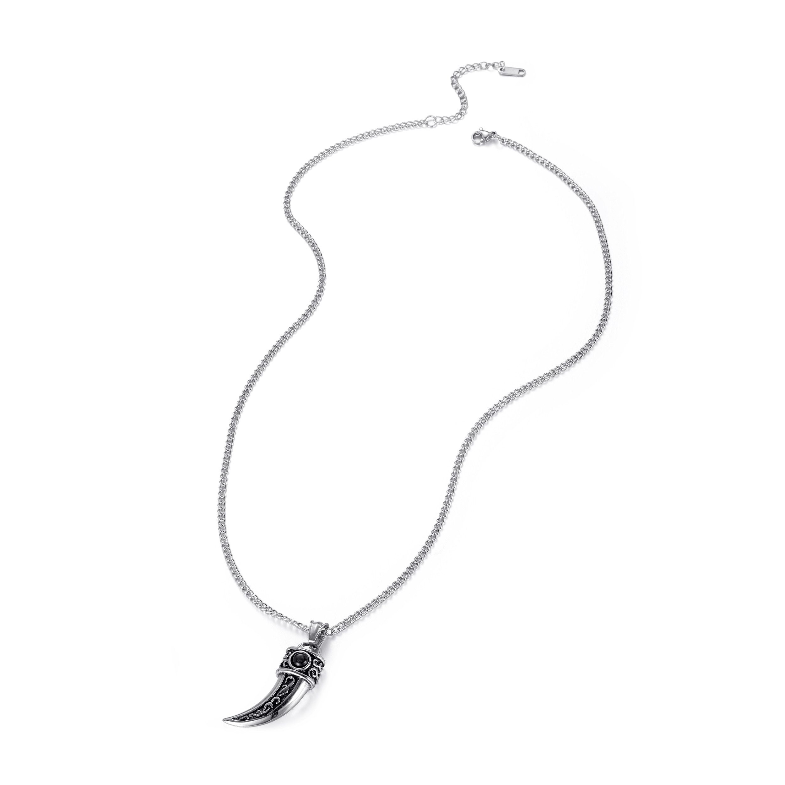 RAIKOU Edelstahlkette Halskette mit Wolfszahn-Anhänger aus Edelstahl – Schw günstig online kaufen