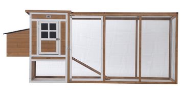 Dehner Hühnerstall Chicken House mit Freilauf, 246.8 x 75 x 102.6 cm, hochwertiger Holzstall mit Freigehege, Kot-Schublade und Legenest