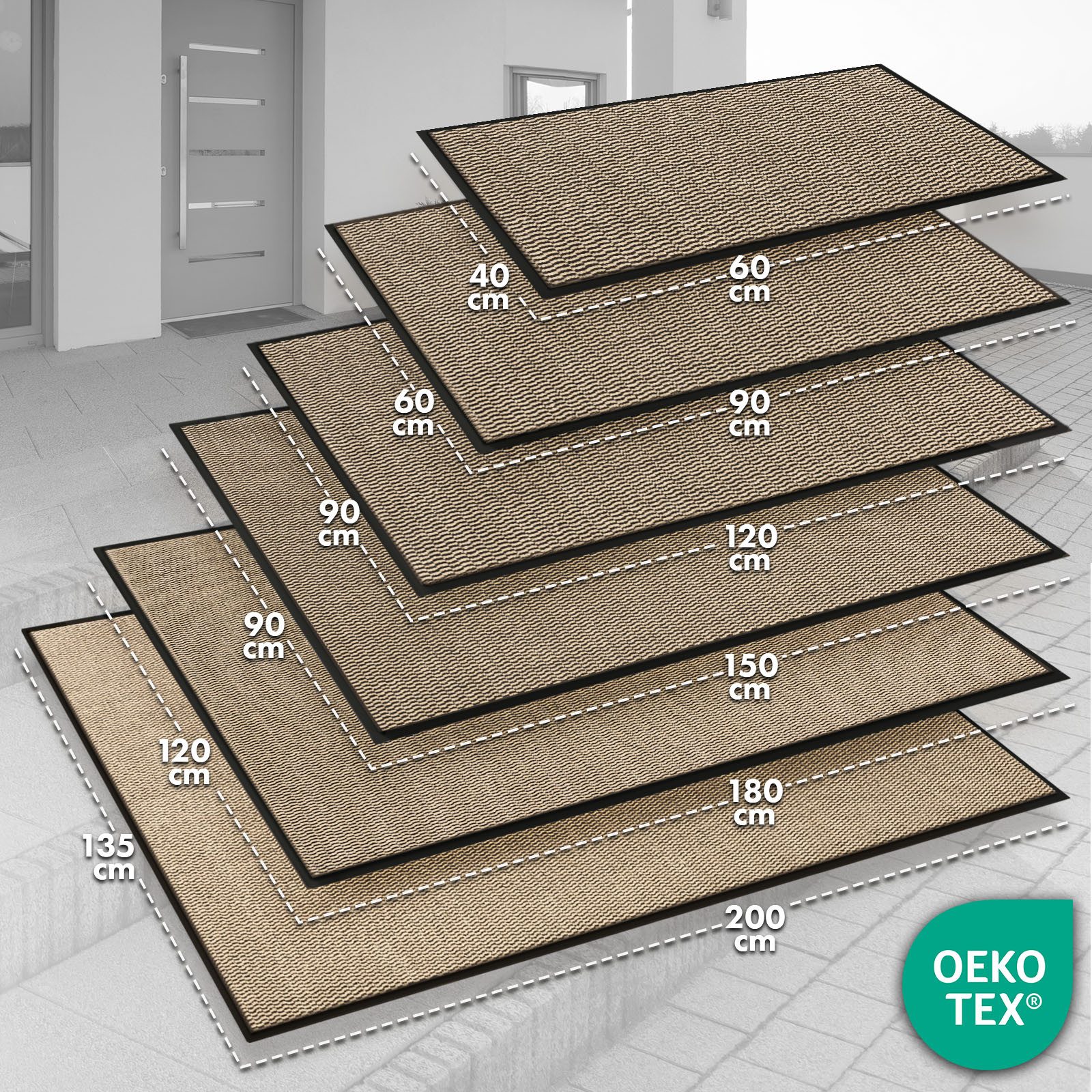 Floordirekt Fußmatte SKY Novo, enorm rutschfeste TPE-Rückseite, effektive Schmutzaufnahme, Rechteckig, Höhe: 7 mm, In- & Outdoor Schmutzfangmatte, saugstarker Flor, 30° Maschinenwäsche
