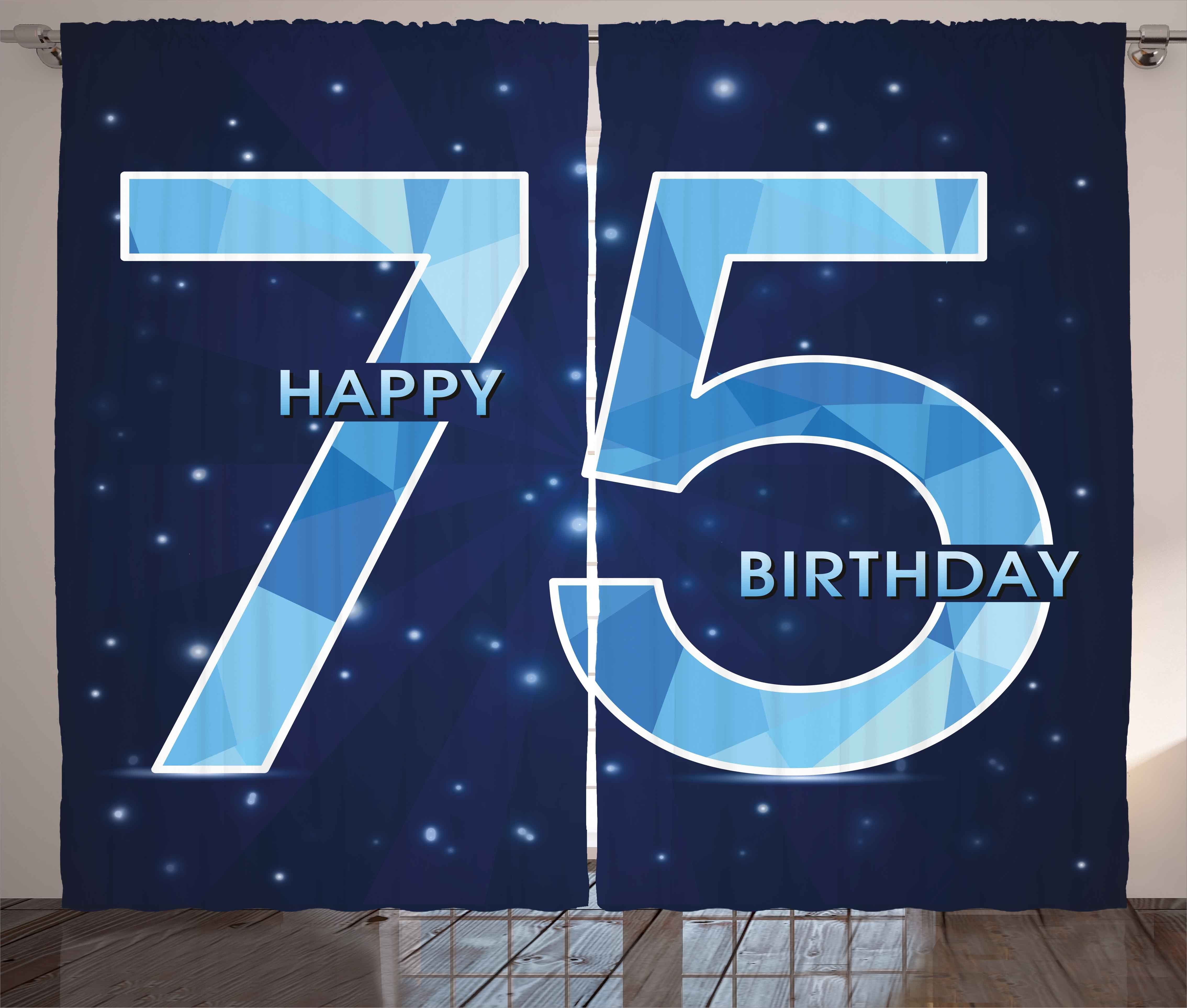 Vorhang Sterne Kräuselband blau Abakuhaus, Gardine Navy Schlaufen Haken, mit Geburtstags-Thema und Schlafzimmer