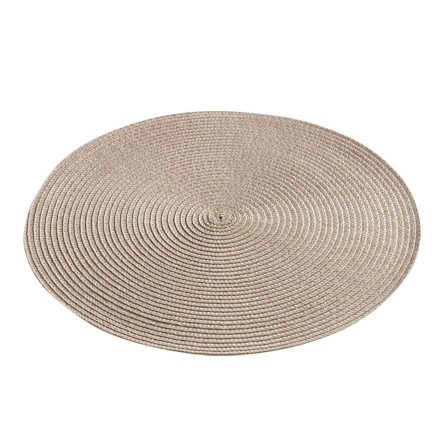 Platzset, Tischset 4x Taupe Kunststoff 35 cm rund Platzsets abwischbar beige, Macosa Home, (4-St), Tischdeko Tischmatte Platzmatte Tisch-Unterlage Platzdeckchen