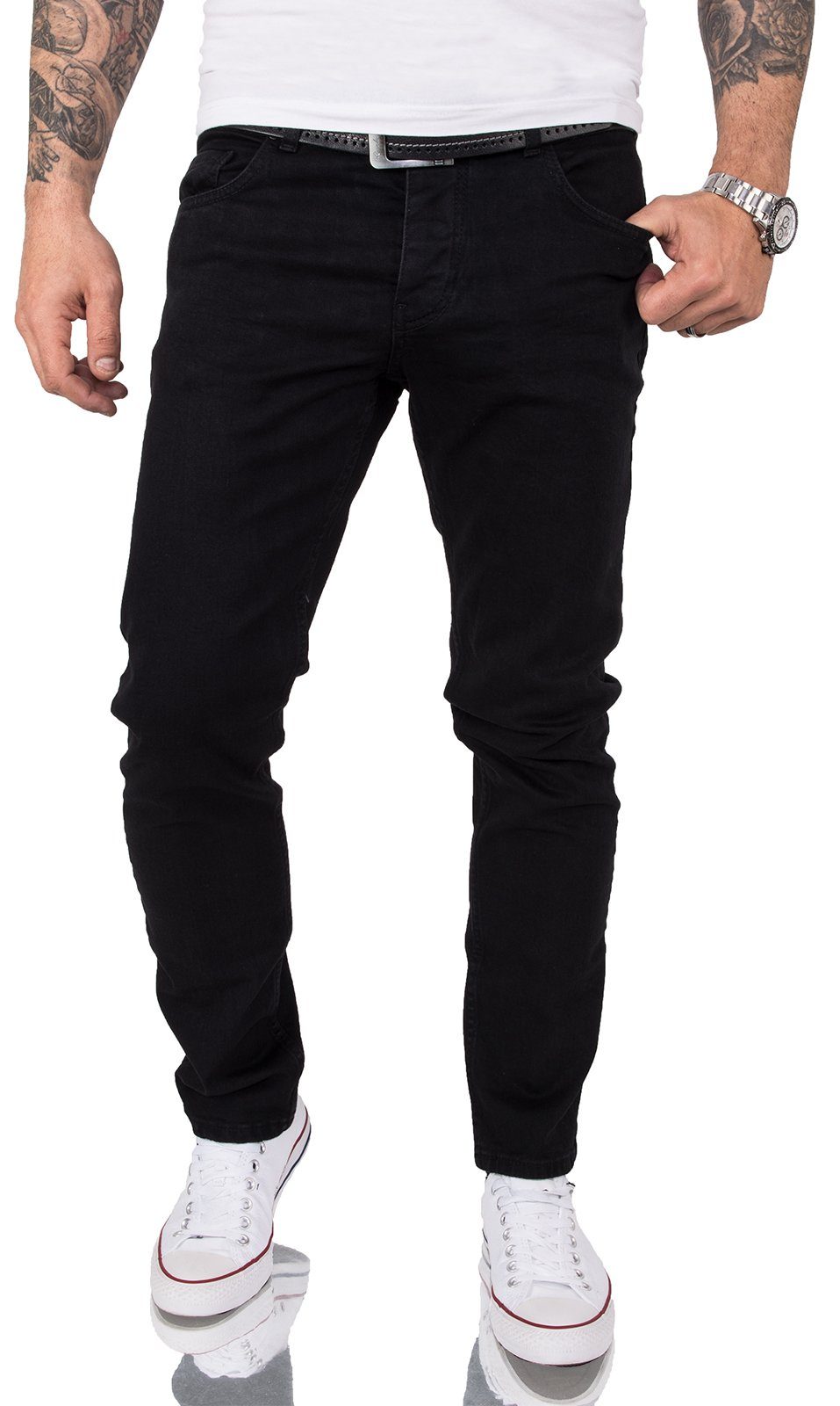 Gelverie Slim-fit-Jeans »Herren Jeans Stonewashed Schwarz G-103« online  kaufen | OTTO