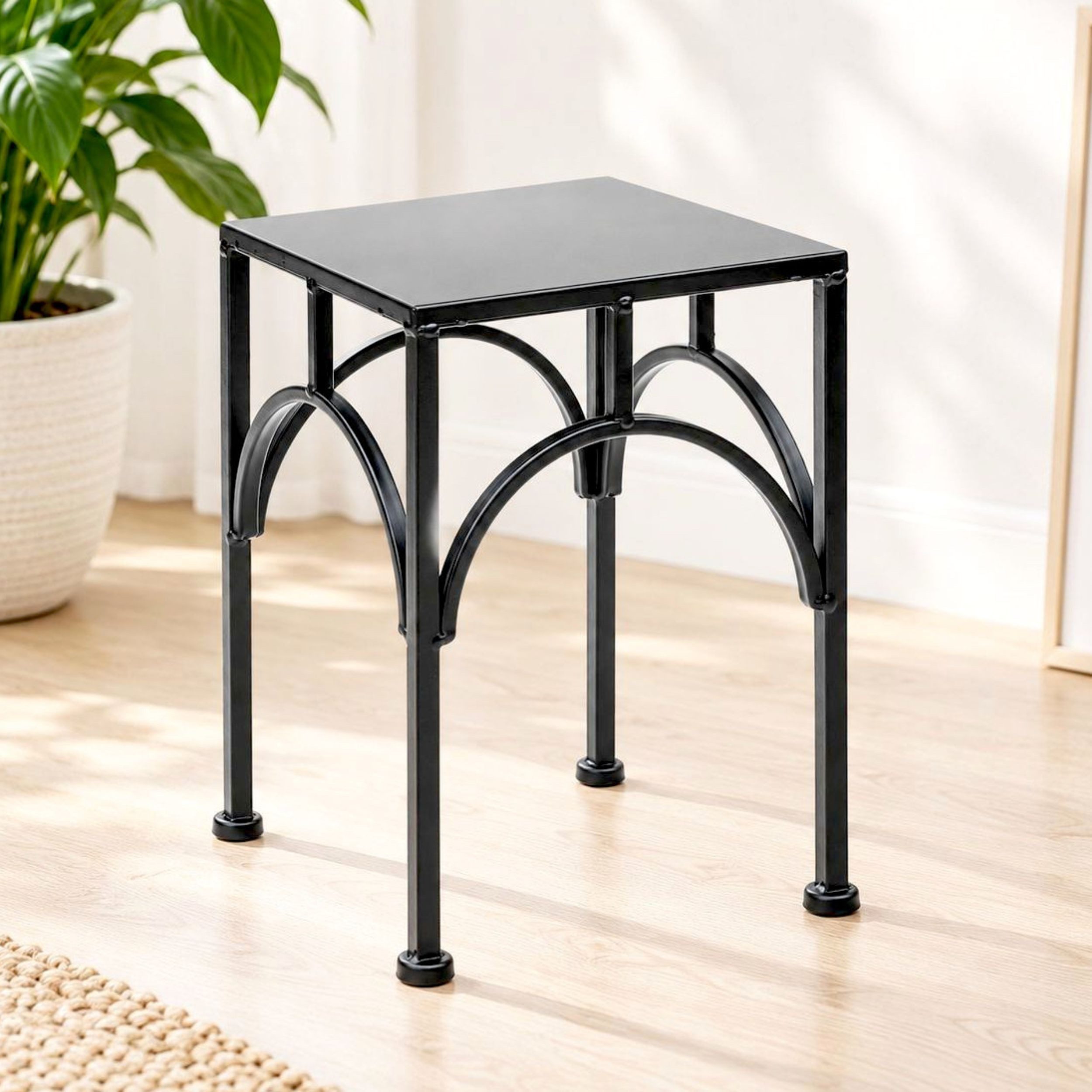 DanDiBo Blumenhocker Metall Schwarz Eckig 38 - 28 cm Beistelltisch 96449