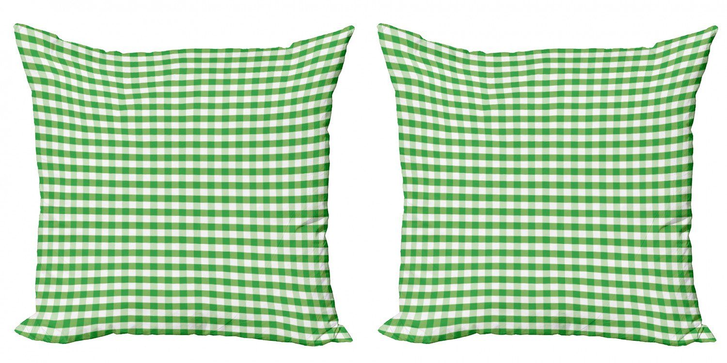 Kissenbezüge Modern Accent Doppelseitiger Grün (2 Abakuhaus Stück), Geometrisch Digitaldruck, Weiß Gingham