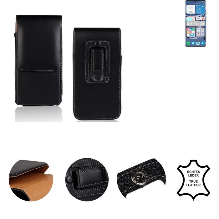 K-S-Trade Handyhülle Holster Gürteltasche Handy Hülle Schutzhülle kompatibel mit Huawei P50 Pro Kirin 9000 Handyhülle Leder schwarz 1x
