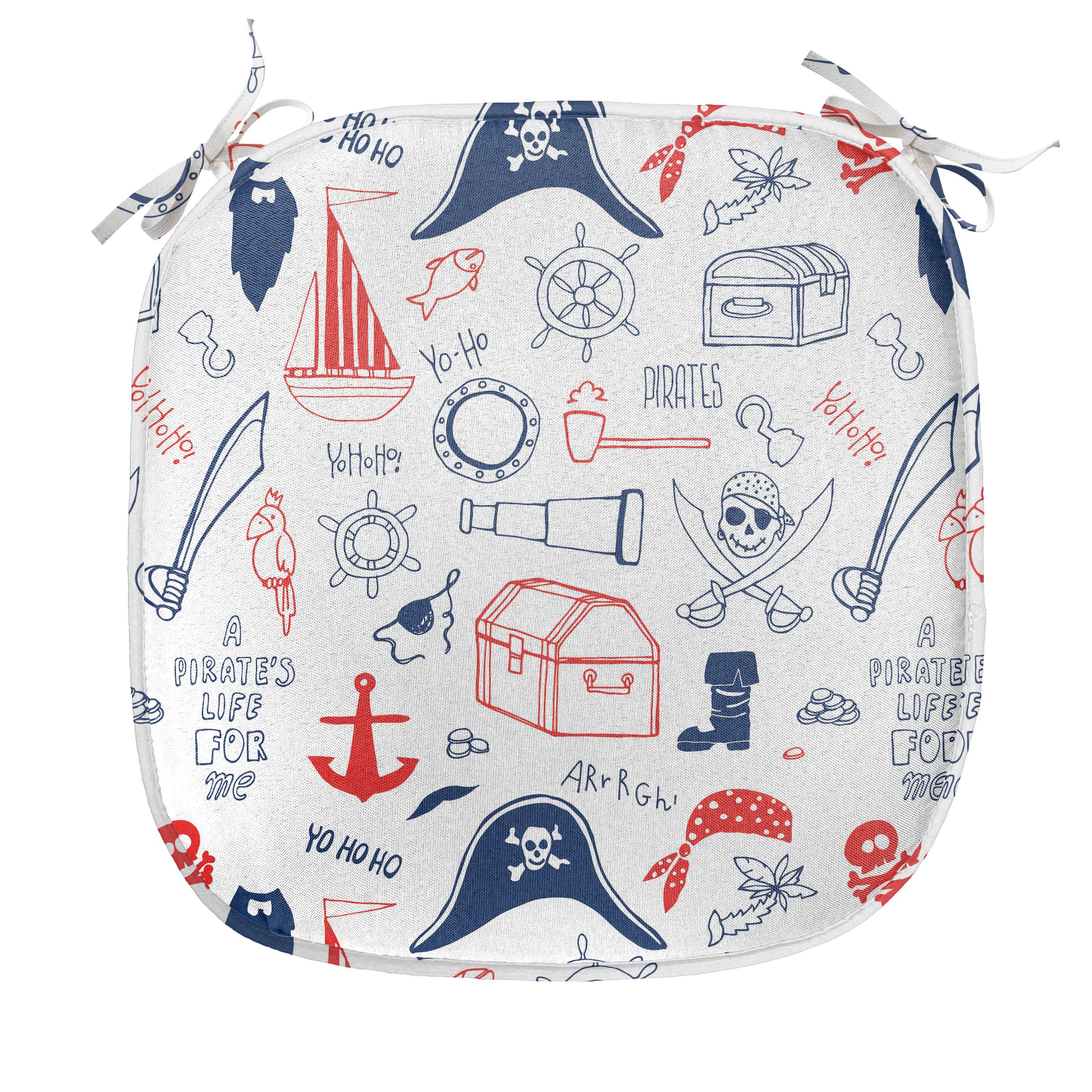 Hand Küchensitze, Sailor wasserfestes Riemen Dekoratives Drawn mit Abakuhaus Kissen Stuhlkissen für Theme Pirates