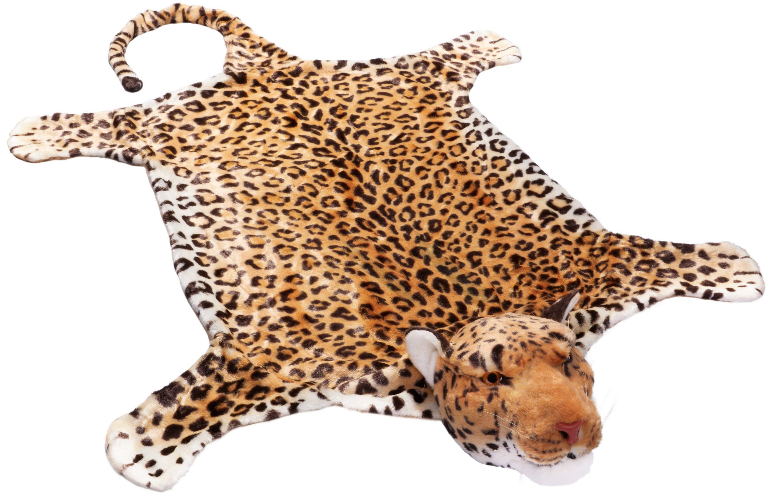 Fellteppich »Leopardenfell Bettvorleger«, BRUBAKER, Motivform, Höhe: 260  mm, flauschiger Kaminvorleger Teppich, Leopard Kuscheldecke 130 x 120 cm